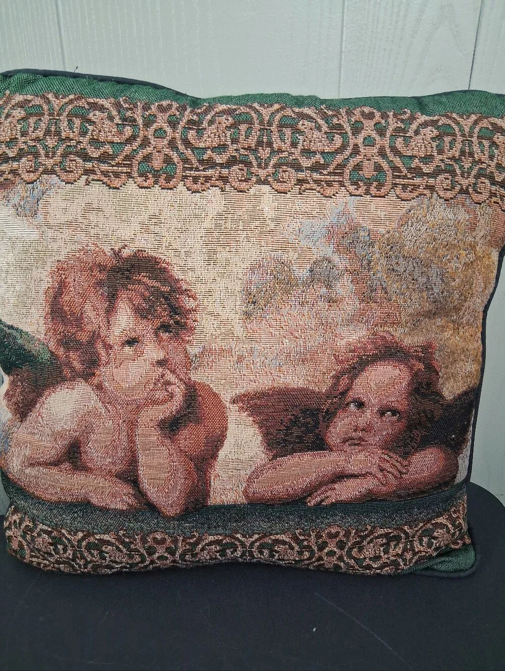 Vintage Whimsical Throw Pillows 2 Tapestry Cherubs Angels Romantic Cottagecore